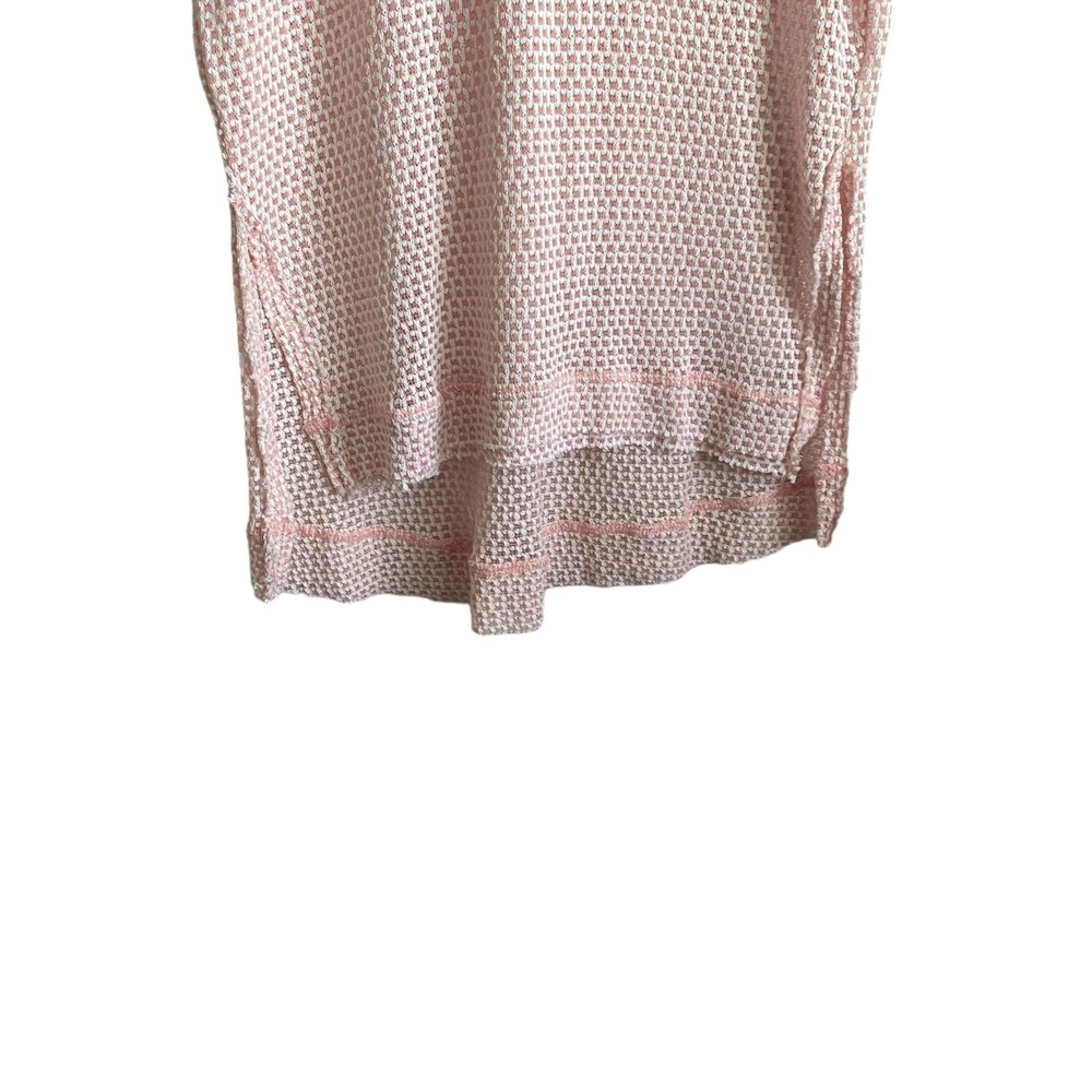 Umgee Women Waffle Knit Tunic Top S Blush Raw Seam Relaxed Boho Coastal Longline - Picture 5 of 12